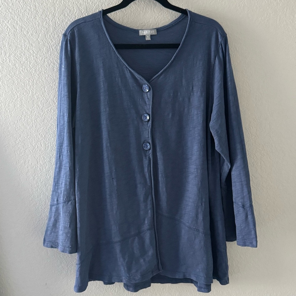 Habitat 100% Cotton Blue 3 Button Tunic Top